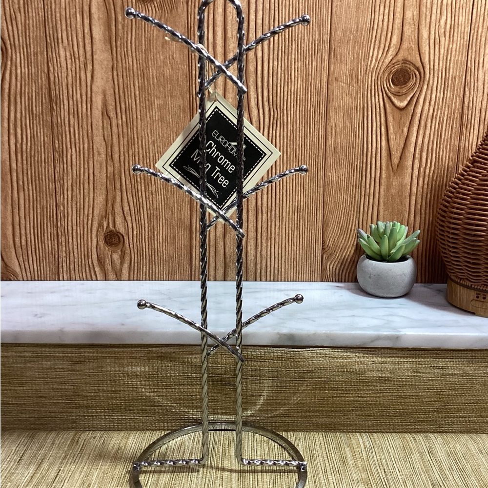 New Eurobond Chrome Mug Tree Stand holds 6 Mugs